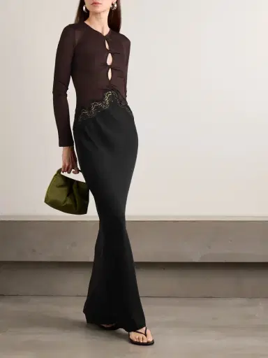 Christopher Esber Cutout Twist-front Lace-trimmed Ribbed-knit And Crepe Gown | Thumbnail 2