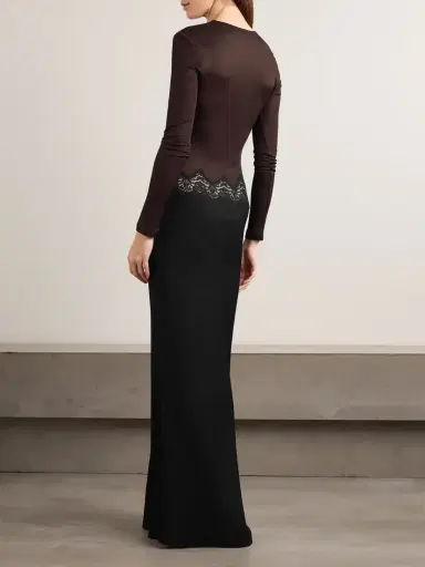 Christopher Esber Cutout Twist-front Lace-trimmed Ribbed-knit And Crepe Gown | Thumbnail 3