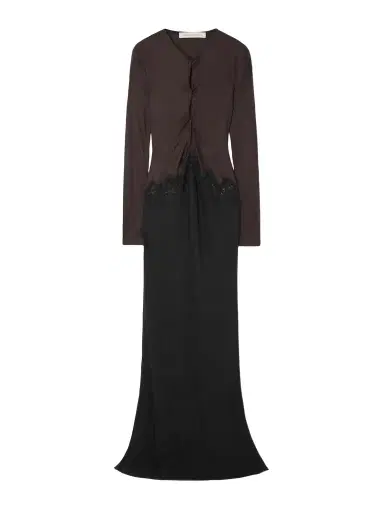 Christopher Esber Cutout Twist-front Lace-trimmed Ribbed-knit And Crepe Gown | Thumbnail 1