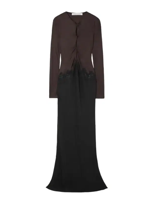 Cutout Twist-front Lace-trimmed Ribbed-knit And Crepe Gown