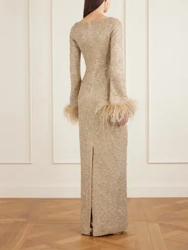 Clio Peppiatt Mae Feather-trimmed Embellished Beaded Tulle Gown | Thumbnail 3 Clio Peppiatt Mae Feather-trimmed Embellished Beaded Tulle Gown | Thumbnail 3