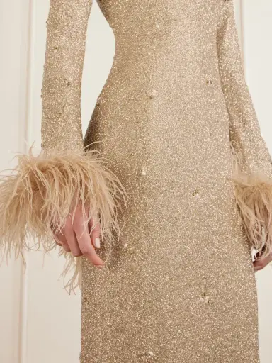 Clio Peppiatt Mae Feather-trimmed Embellished Beaded Tulle Gown | Thumbnail 4 Clio Peppiatt Mae Feather-trimmed Embellished Beaded Tulle Gown | Thumbnail 4