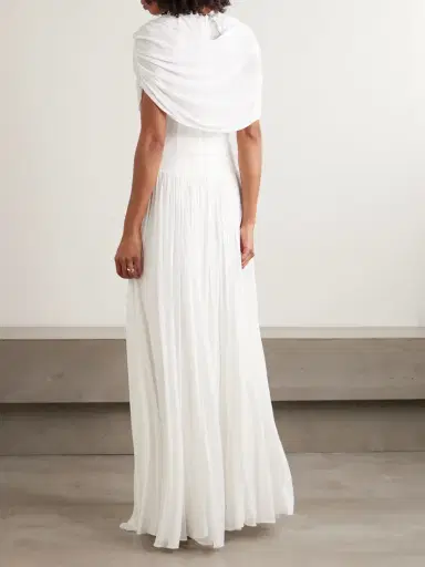 Simkhai Nancie Cape-effect Draped Pleated Jersey Maxi Dress | Thumbnail 3 Simkhai Nancie Cape-effect Draped Pleated Jersey Maxi Dress | Thumbnail 3