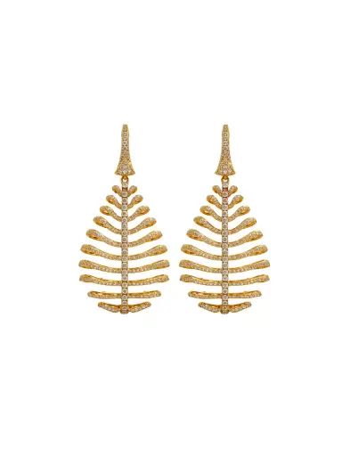 Wish Fine Jewelry 4.26ct Diamond 14K Gold Leaf Earrings | Thumbnail 1