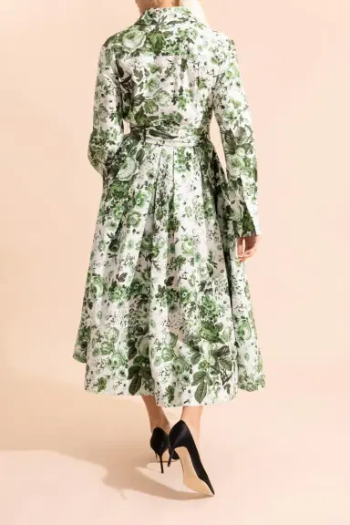 Erdem Leaf Print Long Sleeve Shirt Dress | Thumbnail 4