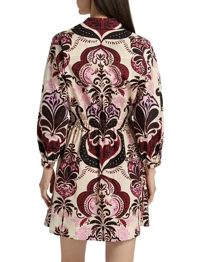 Cara Cara Women's Henry Printed Cotton Poplin Mini Shirtdress - Palm Pavillion Ivory - Size XL | Thumbnail 5