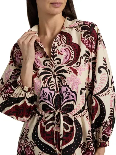 Cara Cara Women's Henry Printed Cotton Poplin Mini Shirtdress - Palm Pavillion Ivory - Size XL | Thumbnail 6