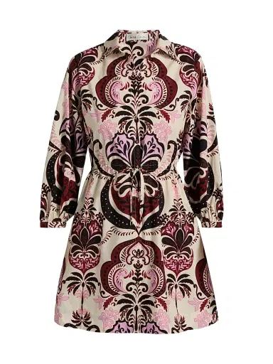 Cara Cara Women's Henry Printed Cotton Poplin Mini Shirtdress - Palm Pavillion Ivory - Size XL | Thumbnail 1