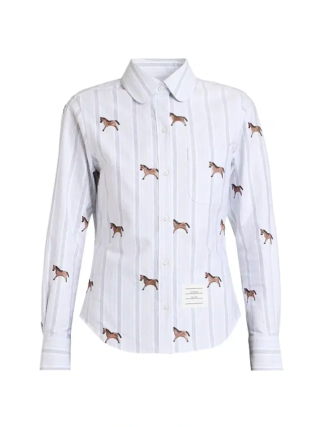 Women's Horse Striped Cotton Shirt - Medium Blue