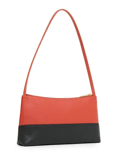 Mansur Gavriel Women's Gaia Two-Tone Leather Shoulder Bag - Pomodoro And Black | Thumbnail 2 Mansur Gavriel Women's Gaia Two-Tone Leather Shoulder Bag - Pomodoro And Black | Thumbnail 2