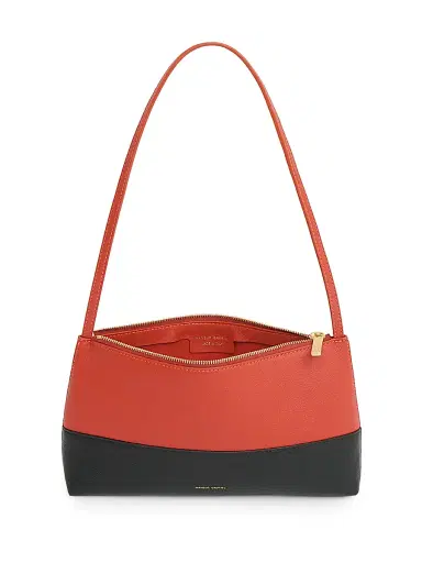 Mansur Gavriel Women's Gaia Two-Tone Leather Shoulder Bag - Pomodoro And Black | Thumbnail 3 Mansur Gavriel Women's Gaia Two-Tone Leather Shoulder Bag - Pomodoro And Black | Thumbnail 3