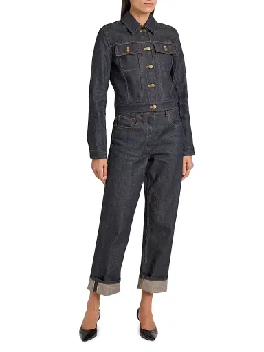 Thom Browne Women's Cropped Straight-Leg Jeans - Navy - Size 10 | Thumbnail 2 Thom Browne Women's Cropped Straight-Leg Jeans - Navy - Size 10 | Thumbnail 2