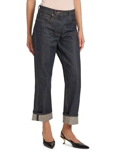 Thom Browne Women's Cropped Straight-Leg Jeans - Navy - Size 10 | Thumbnail 4 Thom Browne Women's Cropped Straight-Leg Jeans - Navy - Size 10 | Thumbnail 4