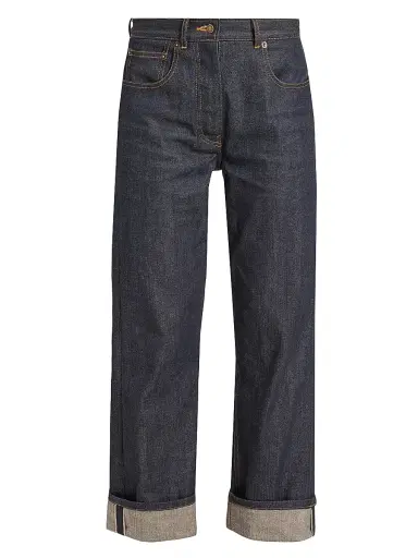 Thom Browne Women's Cropped Straight-Leg Jeans - Navy - Size 10 | Thumbnail 1 Thom Browne Women's Cropped Straight-Leg Jeans - Navy - Size 10 | Thumbnail 1