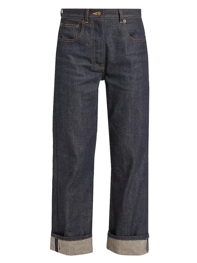 Thom Browne Women's Cropped Straight-Leg Jeans - Navy
