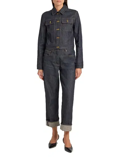 Thom Browne Women's Cropped Denim Jacket - Navy - Size 10 | Thumbnail 2 Thom Browne Women's Cropped Denim Jacket - Navy - Size 10 | Thumbnail 2