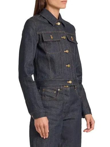 Thom Browne Women's Cropped Denim Jacket - Navy - Size 10 | Thumbnail 4 Thom Browne Women's Cropped Denim Jacket - Navy - Size 10 | Thumbnail 4