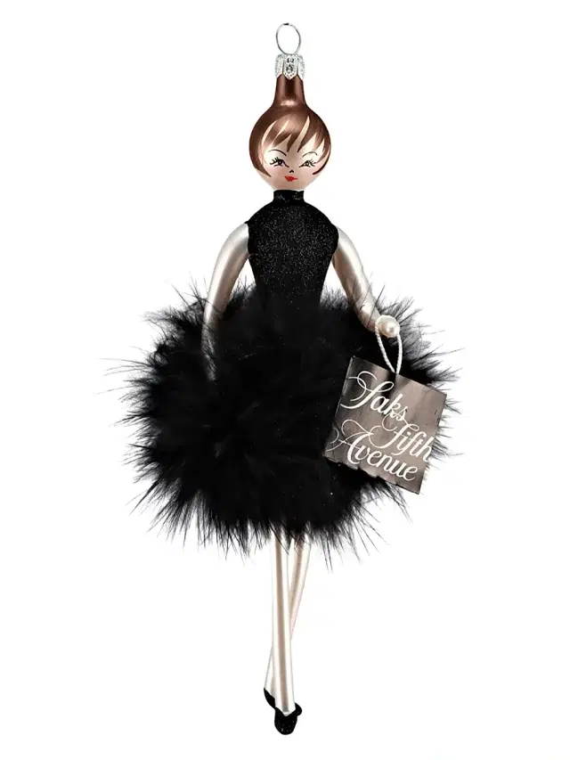 De Carlini Soffieria Lady in a Black Feather Skirt Ornament