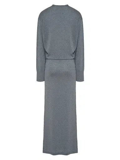 Armarium Women's Elva Merino Wool-Cashmere Draped Maxi Dress - Medium Grey Melange - Size Medium | Thumbnail 2