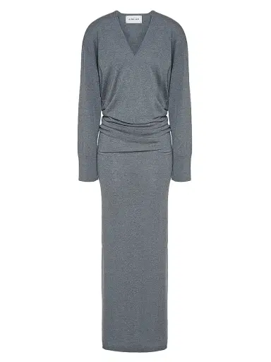 Armarium Women's Elva Merino Wool-Cashmere Draped Maxi Dress - Medium Grey Melange - Size Medium | Thumbnail 1
