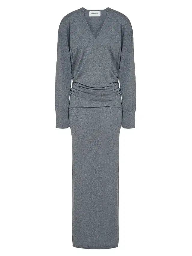 Armarium Women's Elva Merino Wool-Cashmere Draped Maxi Dress Grey Melange