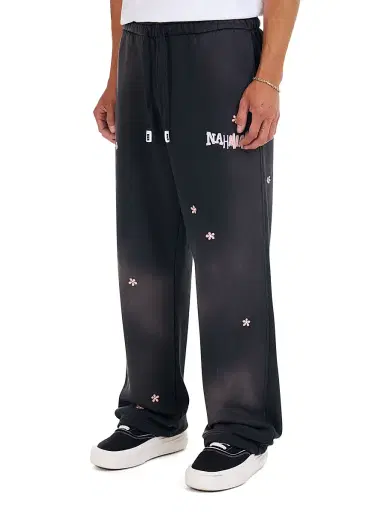 Nahmias Men's Flower Groms Wide-Leg Sweatpants - Aged Black Fleece - Size XXL | Thumbnail 2