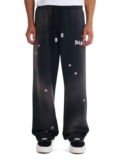 Nahmias Men's Flower Groms Wide-Leg Sweatpants - Aged Black Fleece - Size XXL | Thumbnail 1