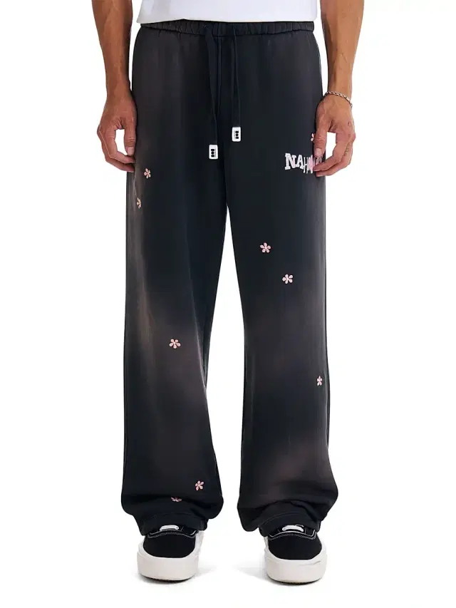 Men's Flower Groms Wide-Leg Sweatpants - Aged Black Fleece