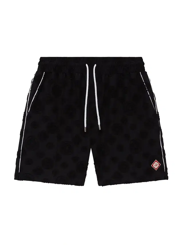 Men's Towelling Monogram Shorts - Black