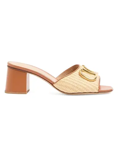 Valentino Garavani Women's Vlogo Signature 60MM Slide Sandals in Raffia | Thumbnail 1 Valentino Garavani Women's Vlogo Signature 60MM Slide Sandals in Raffia | Thumbnail 1