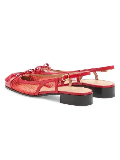 Valentino Garavani Women's Valet Du Roi 25MM Slingback Ballerina in Mesh and Kidskin - Rouge Pur - Size 12 | Thumbnail 3