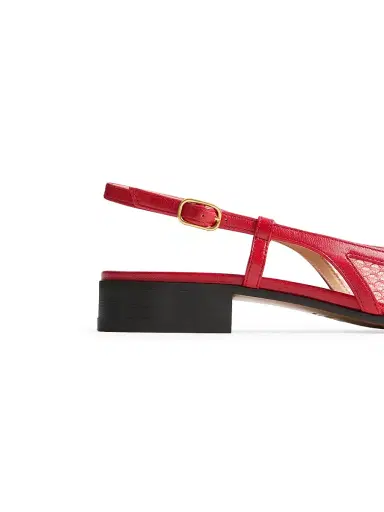 Valentino Garavani Women's Valet Du Roi 25MM Slingback Ballerina in Mesh and Kidskin - Rouge Pur - Size 12 | Thumbnail 6