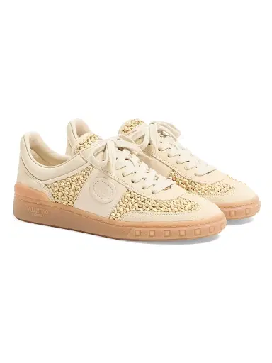 Valentino Garavani Women's Upvillage Sneakers in Woven Raffia Fabric | Thumbnail 2 Valentino Garavani Women's Upvillage Sneakers in Woven Raffia Fabric | Thumbnail 2