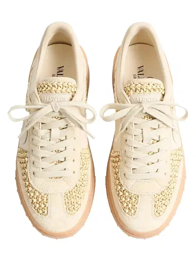 Valentino Garavani Women's Upvillage Sneakers in Woven Raffia Fabric | Thumbnail 4 Valentino Garavani Women's Upvillage Sneakers in Woven Raffia Fabric | Thumbnail 4