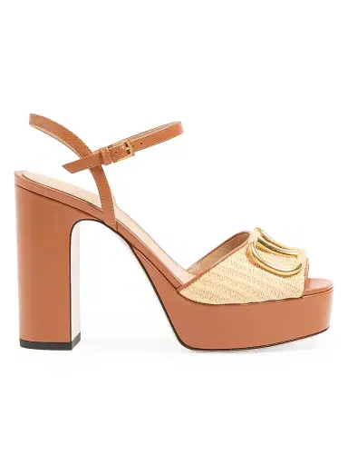 Valentino Garavani Women's Vlogo Signature 115MM Platform Sandals in Raffia | Thumbnail 1 Valentino Garavani Women's Vlogo Signature 115MM Platform Sandals in Raffia | Thumbnail 1