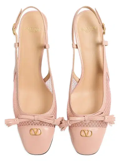 Valentino Garavani Women's Valet Du Roi 60MM Slingback Pump in Mesh and Kidskin - Pink - Size 12 | Thumbnail 4