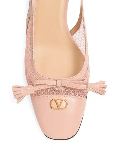 Valentino Garavani Women's Valet Du Roi 60MM Slingback Pump in Mesh and Kidskin - Pink - Size 12 | Thumbnail 5