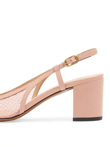 Valentino Garavani Women's Valet Du Roi 60MM Slingback Pump in Mesh and Kidskin - Pink - Size 12 | Thumbnail 6