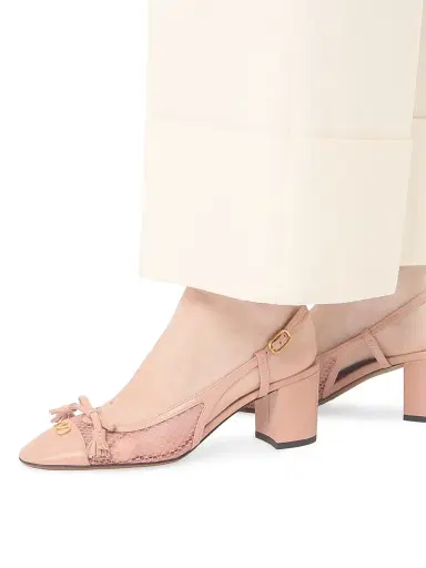 Valentino Garavani Women's Valet Du Roi 60MM Slingback Pump in Mesh and Kidskin - Pink - Size 12 | Thumbnail 7