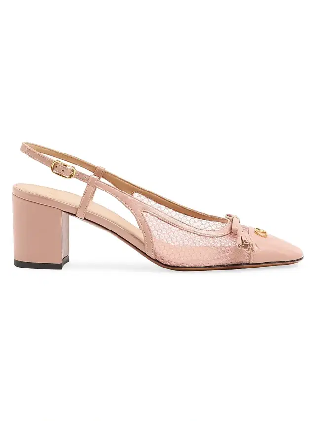 Valentino Garavani Women's Valet Du Roi 60MM Slingback Pump in Mesh and Kidskin - Pink