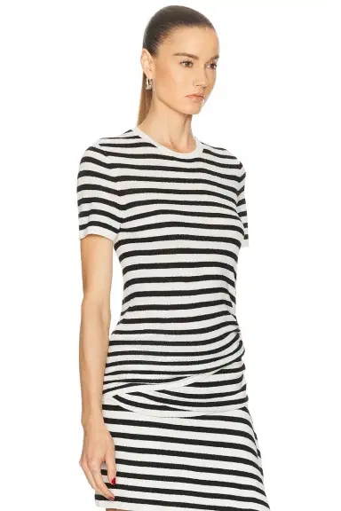 Christopher Esber Stripe Knit Ruched Orbit Tee | Thumbnail 2