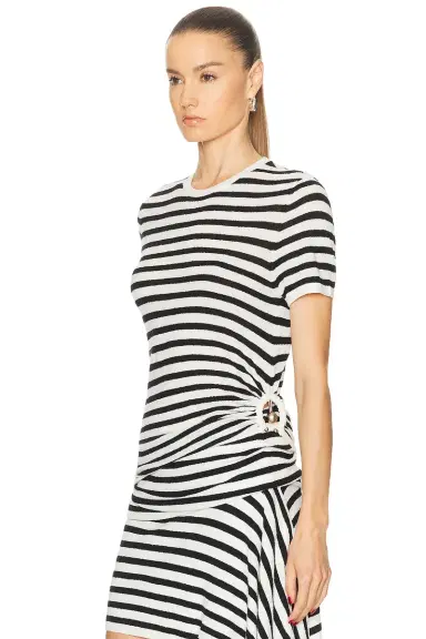 Christopher Esber Stripe Knit Ruched Orbit Tee | Thumbnail 3