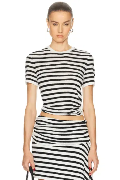 Christopher Esber Stripe Knit Ruched Orbit Tee | Thumbnail 1