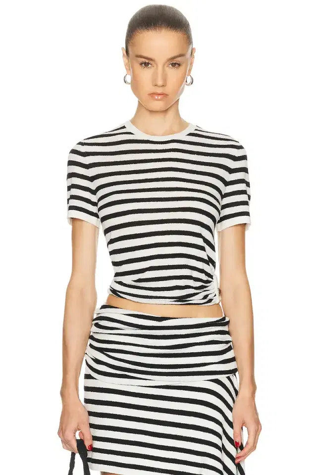 Christopher Esber Stripe Knit Ruched Orbit Tee