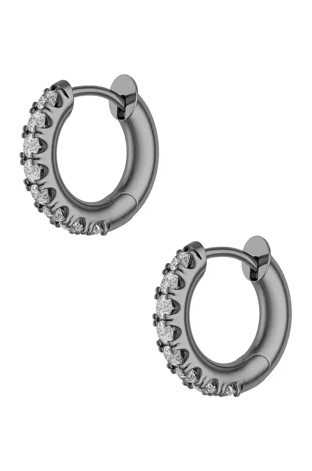 Spinelli Kilcollin Mini Micro Hoop Pave Gris Earrings