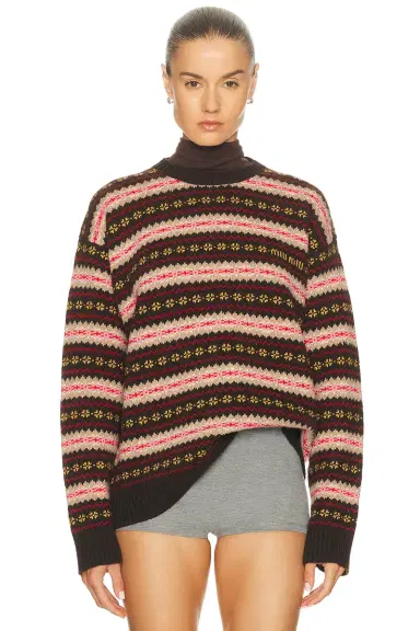 Miu Miu Wool Fairisle Sweater | Thumbnail 1 Miu Miu Wool Fairisle Sweater | Thumbnail 1