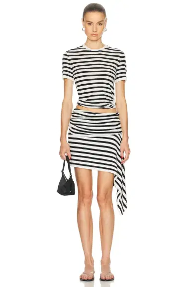 Christopher Esber Stripe Knit Extension Drape Mini Skirt | Thumbnail 5