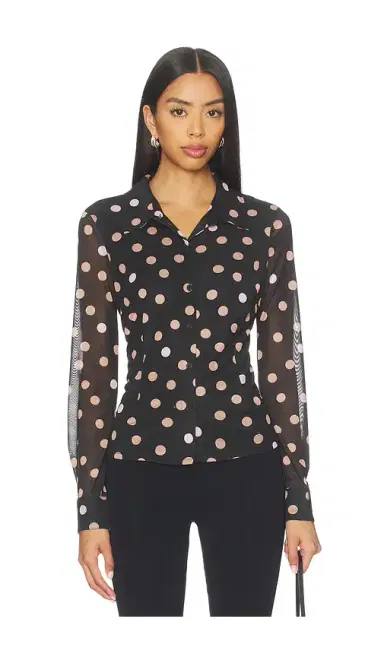 Sanctuary Fitted Mesh Button Down Top | Thumbnail 1 Sanctuary Fitted Mesh Button Down Top | Thumbnail 1