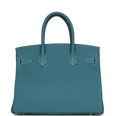 HERMÈS Hermes Birkin 30 Blue Jean Togo Palladium Hardware | Thumbnail 4 HERMÈS Hermes Birkin 30 Blue Jean Togo Palladium Hardware | Thumbnail 4