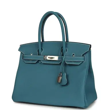 HERMÈS Hermes Birkin 30 Blue Jean Togo Palladium Hardware | Thumbnail 5 HERMÈS Hermes Birkin 30 Blue Jean Togo Palladium Hardware | Thumbnail 5